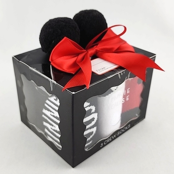 Disney Minnie Mouse Women's  Pack Crew Socks Gift Pack Red Black Shoe Size 4-10 - Picture 2 of 5